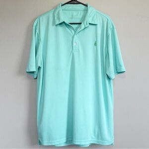 Johnnie-O Performance Short Sleeve Polo Shirt Aqua Blue Mens Size Large